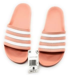Adidas Women’s Adilette Aqua, White/dust Pink, 8 M